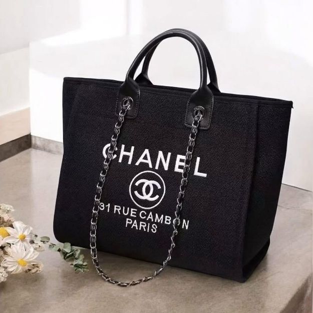 صورة شنطة شانيل Chanelقماش حجم كبير كواليتي عالي جدا - لون اسود